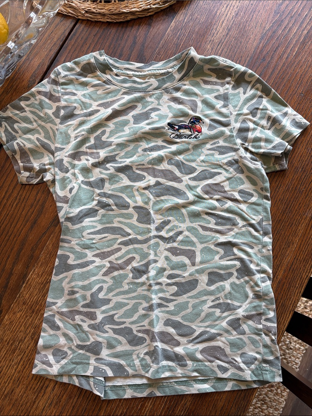 BURLEBO Green & Gray Camo Short Sleeve Tee with Surf Patch